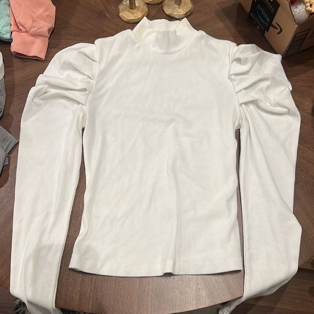 Shein Women's Elegant Puff Sleeve Mock Neck Top - Picture 5 of 5